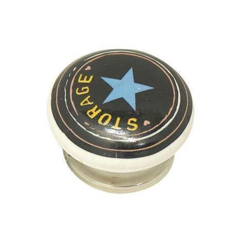 Bouton de Meuble Céramique Noir Or Diamètre 40mm - Design Moderne