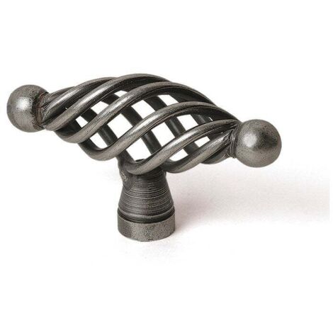 Bouton De Meuble Elliptique Argent Acier H.36 X L.62 X P.23 Mm