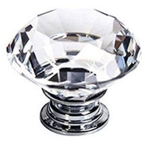 Bouton de meuble en cristal rond, en cristal clair comme du diamant, poignée de porte ou de tiroir