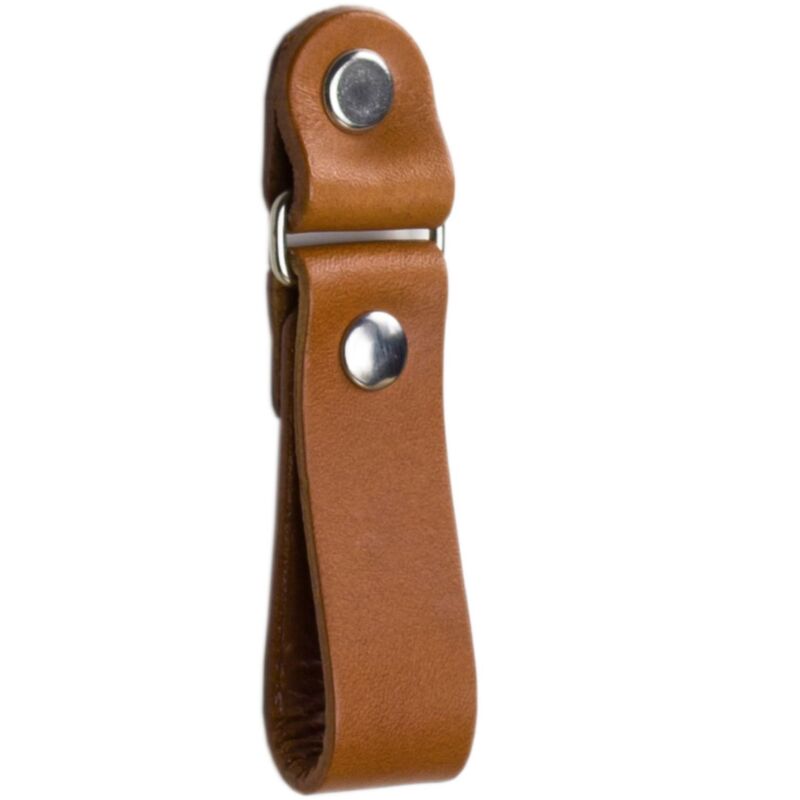 Bouton de meuble en cuir Black Tree, cognac, poignée, cuir naturel + vis