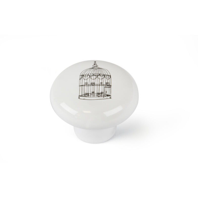 REI - Boite 10 boutons porcel d 40mm blc-cage-aux-oiseaux ref 7-e815