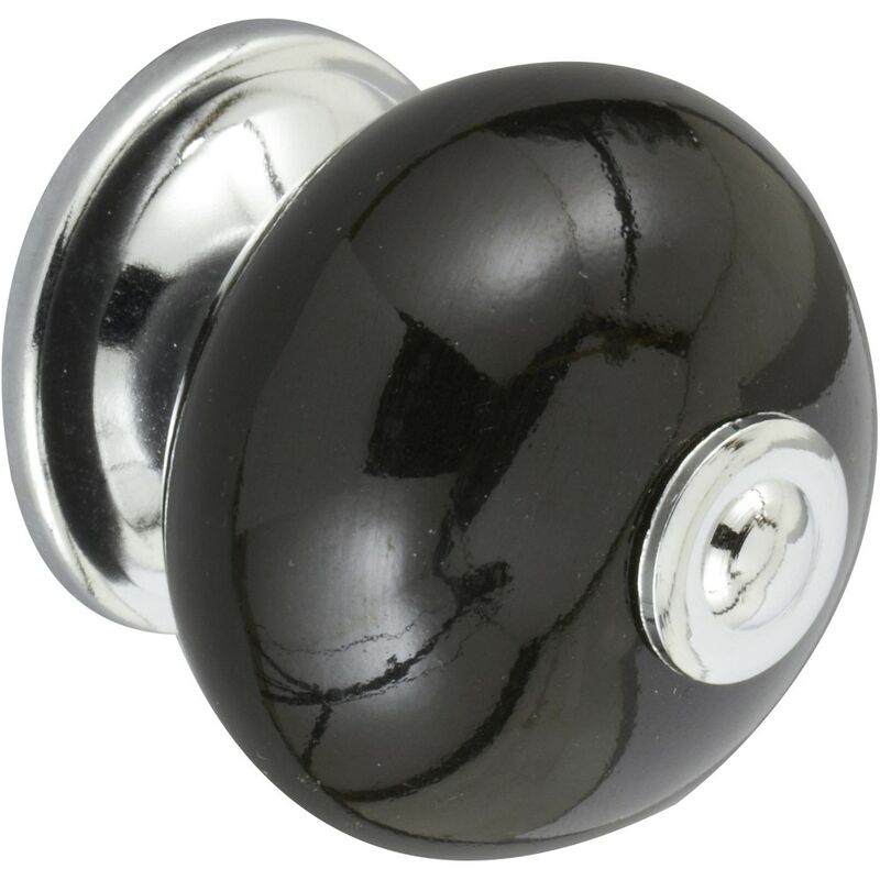 Image of REI - Pomello per mobile a sfera in porcellana nera H.38 x L.40 x P.40 mm