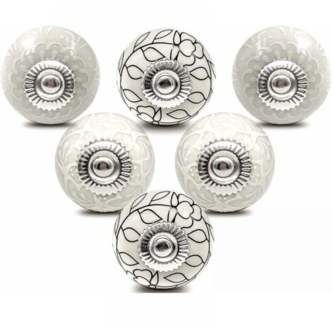 Bouton de Meuble Porcelaine Poignee Commode Ceramique Boutons de Porte Vintage pour Placard Tiroir (6 Pièces)
