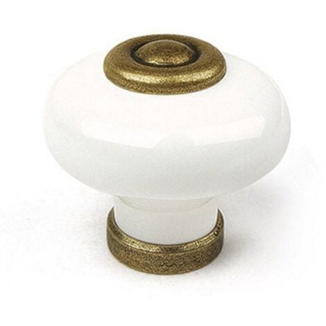 REI Boite 10 boutons porcel -zamak d31 blc-vieux laiton ref 7-824 31 32