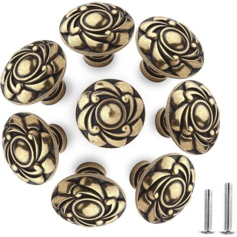 Bouton de Meuble Vintage Bronze Couleur Bouton de Porte Poignee Petit Tiroir Unique Trou Rond Poignée avec Vis Poignet Antique Pour Placard Armoire Penderie Armoires à Chaussures Cuisine