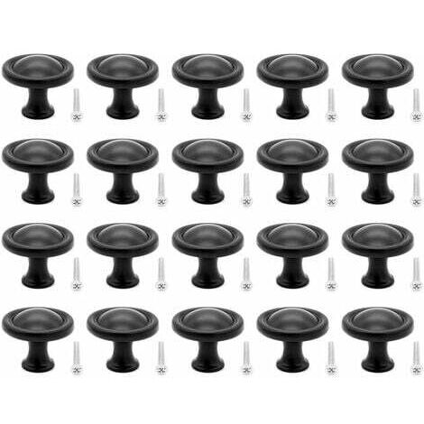 Bouton De Meubles, 20 Pcs Alliage D'Aluminium Boutons De Tiroir, Boutons De Porte Tiroir De Poignée Pour Placard Armoire Cuisine Noir