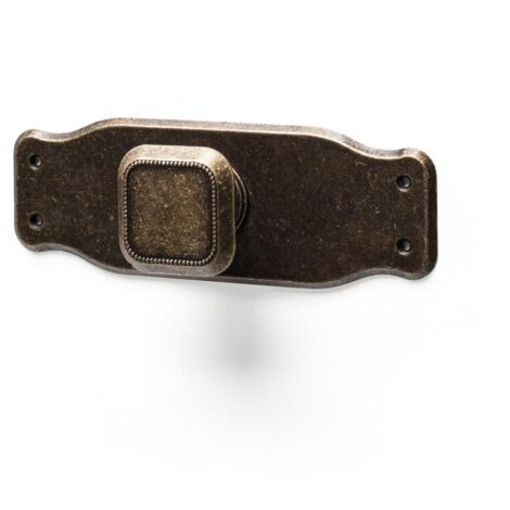 Bouton de plaque en vieux cuir zamak, dimensions: 110x38x24mm - talla