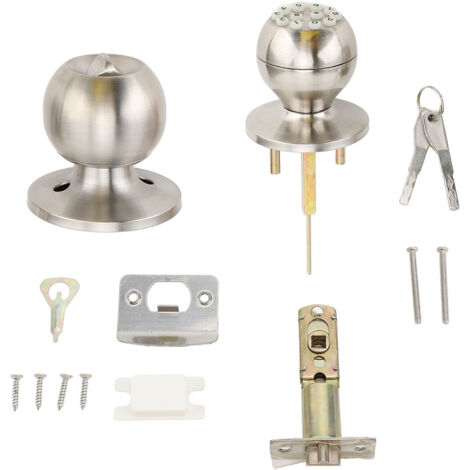 Bouton de porte à clavier avec serrure et clé, boule ronde, entrée électronique pour appartement, bureau, garage, épaisseur 35 à 55 mm, argent