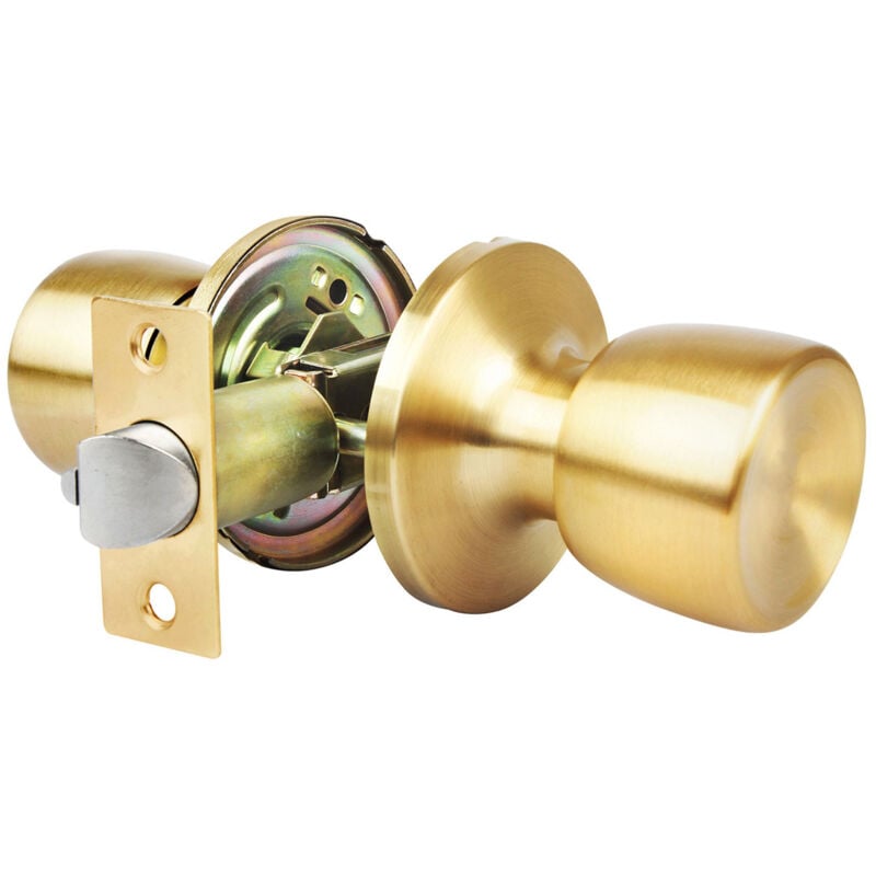 Bouton de porte à serrure tubulaire avec passage en laiton brillant