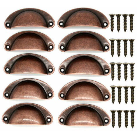 Bouton de porte de tiroir de meuble Décoration rétro Tiroir de meuble Poignée de coquille rétro Armoire de cuisine Courbe en fer forgé Poignée de porte de meuble rétro (10PCS)