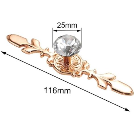 Bouton de Porte Diamant 6 Pièces Boutons de Porte en Cristal Doré Bouton de Meuble Poignee de Meuble Diamant Boutons en Cristal de Diamant pour Déco