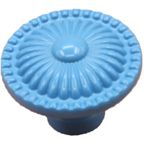 Bouton de porte en céramique ronde bleu pour tiroir, armoire et meuble - Poignée de tirage