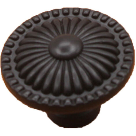 Bouton de porte en céramique ronde noir pour tiroir, armoire et meuble - Poignée de tirage