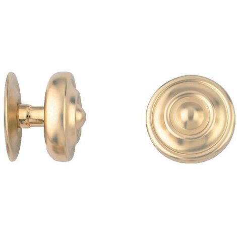 Bouton de porte en laiton poli à tige fixe – Diamètre 80mm – Saillie 70mm – Pour bois dur et teck – Devismes