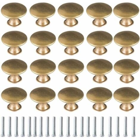 Bouton de Porte Laiton 20 Pièces Vintage Laiton Poignées Boutons de Meuble Boutons Porte de Tiroir Poignée de Meuble Béquille, bouton et poignée de porte Vintage pour Tiroir Armoire Meuble Cuisine de