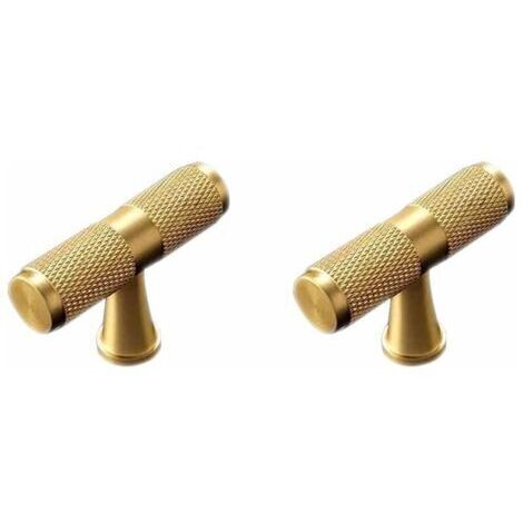 Bouton de Porte Placard en Laiton Massif de Forme T, Poignée de Meuble Universelle pour Tiroir / Placard de Cuisine / Porte - 50mm (2PCS)
