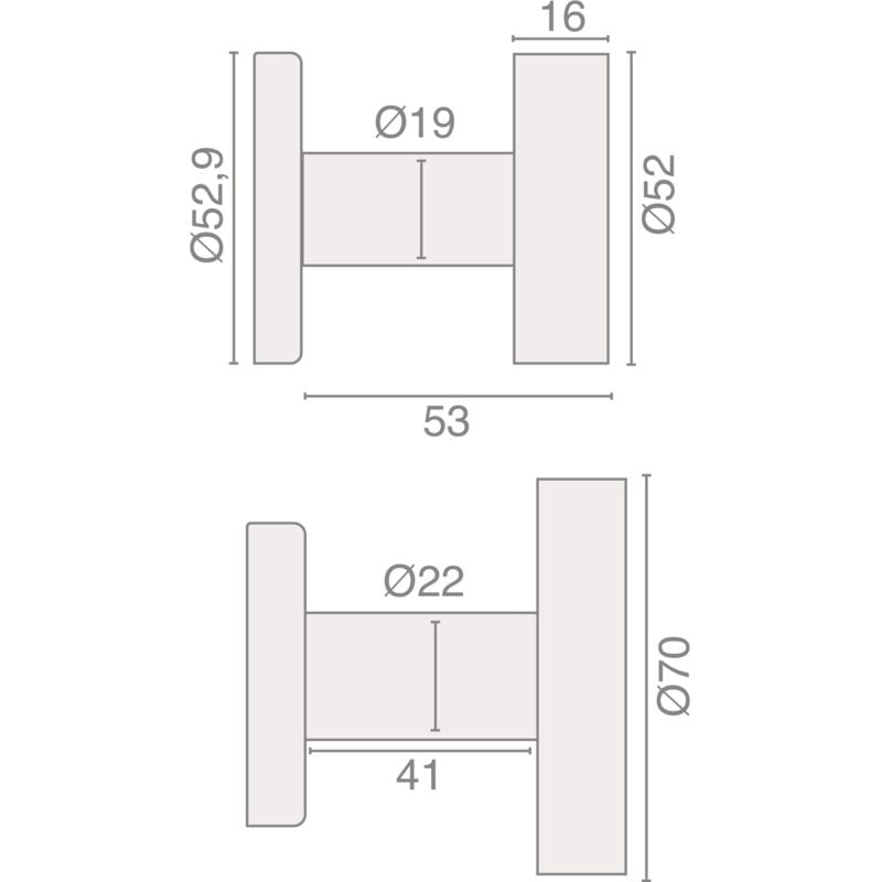 Heracles - Bouton de porte inox brossé rond plat diamètre 70mm B-INOX-BP04