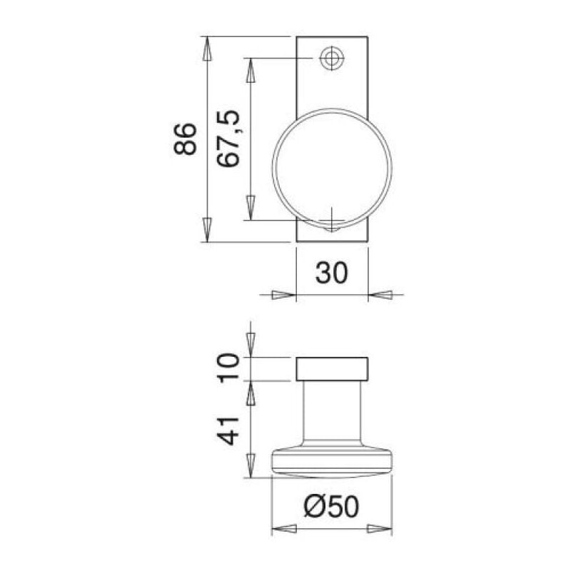 EDI - Bouton de porte tournant de tirage type sur platine de 86 x 30 mm alu anodisé naturel