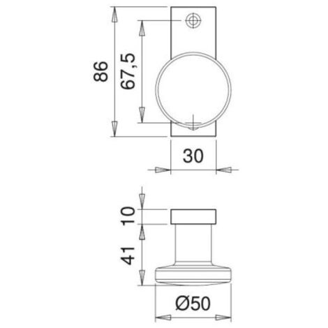 Bouton de porte tournant de tirage type EDI sur platine de 86 x 30 mm alu anodisé naturel - EDI