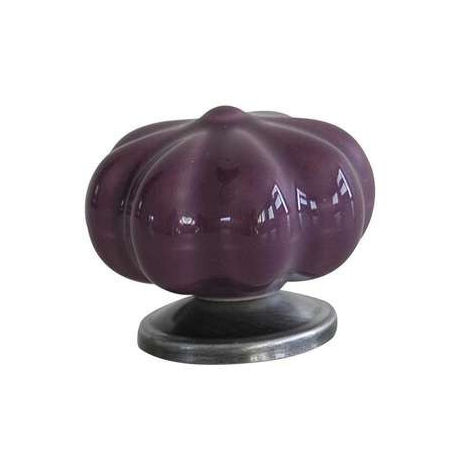 Bouton de porte violet en céramique - Design chou-fleur