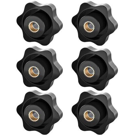 Bouton de Serrage M8, Ecrou Étoile, Bouton de Serrage à Filetage Moleté, Écrou De Serrage M8, Étoile Tête Écrous De Serrage Bouton,pour les Mécaniques, Mobilier, Équipements Électroniques, 6 Pack