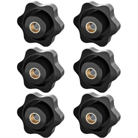 Bouton de Serrage M8, Ecrou Étoile, Bouton de Serrage à Filetage Moleté, Écrou De Serrage M8, Étoile Tête Écrous De Serrage Bouton,pour les Mécaniques, Mobilier, Équipements Électroniques, 6 Pack