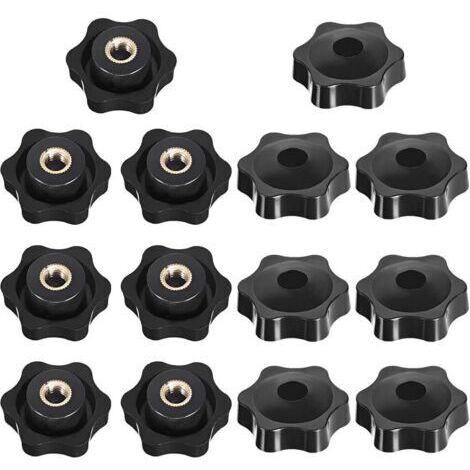Bouton de Serrage Tête étoile, Étoile Tête Écrous De Serrage Bouton, Serrage Écrous Poignée Forme Étoile, Bouton De Serrage De Filetage, pour Machine-outil, Noire, M6, 14 Pièces