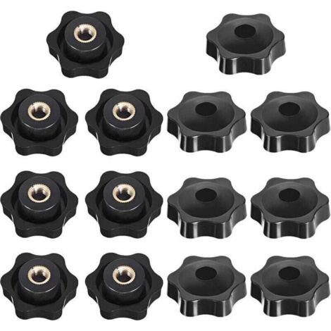 Bouton de Serrage Tête étoile, Étoile Tête Écrous De Serrage Bouton, Serrage Écrous Poignée Forme Étoile, Bouton De Serrage De Filetage, pour Machine-outil, Noire, M6, 14 Pièces