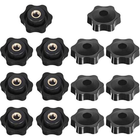 Bouton de Serrage Tête étoile, Étoile Tête Écrous De Serrage Bouton, Serrage Écrous Poignée Forme Étoile, Bouton De Serrage De Filetage, pour Machine-outil, Noire, M6, 14 Pièces