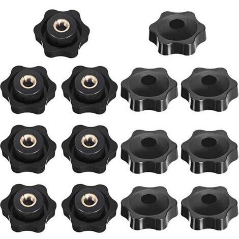 Bouton de Serrage Tête étoile, Étoile Tête Écrous De Serrage Bouton, Serrage Écrous Poignée Forme Étoile, Bouton De Serrage De Filetage, pour Machine-outil, Noire, M6, 14 Pièces
