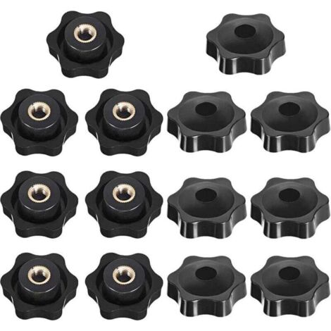 Bouton de Serrage Tête étoile. Étoile Tête Écrous De Serrage Bouton. Serrage Écrous Poignée Forme Étoile. Bouton De Serrage De Filetage. pour Machine-outil. Noire. M6. 14 Pièces