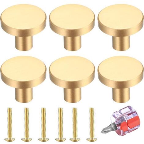 Bouton De Tiroir 6 Pièces, Bouton De Meuble Doré, Bouton De Meuble Rond, Bouton De Porte De Cuisine Pour Décoration Avec Tournevis - 2025mm