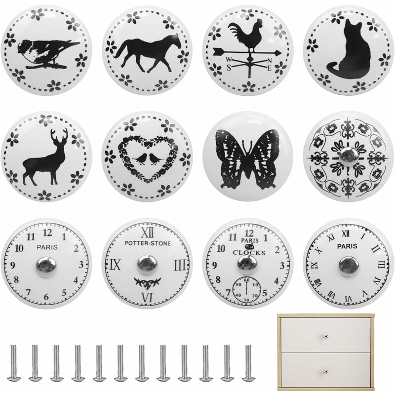 Bouton de Tiroir Ceramique Meuble Porcelaine Vintage, Boutons de Meubles pour Placards de Cuisine, Poignée D'armoire de Cuisine, Boutons pour