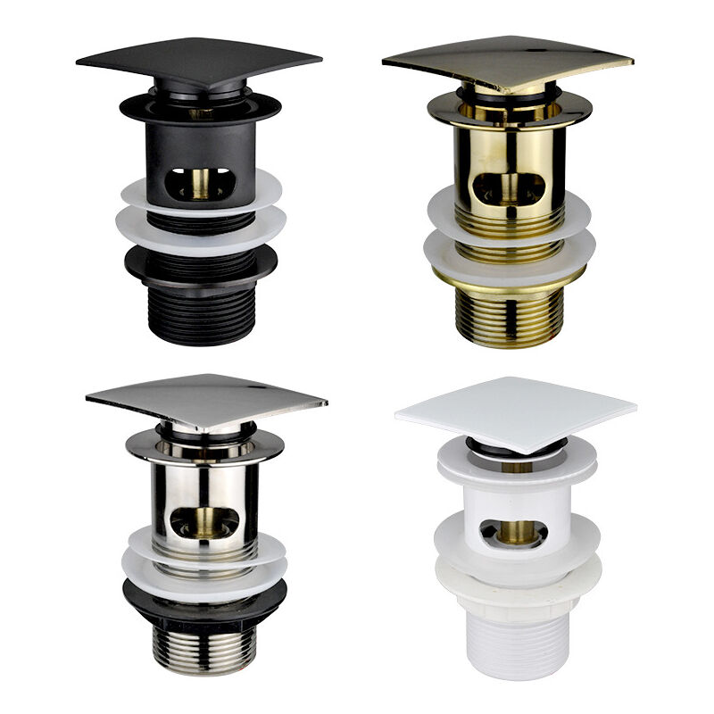 Bouton de vidange pop-up] Accessoire de salle de bain avec trop-plein - noir mat
