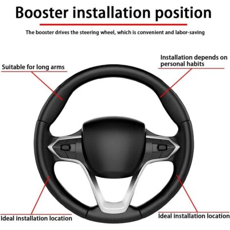 Bouton de Volant de Voiture, Universel Spinner de Volant Silicone, Bouton de Rappel de Volant Rotatif à 360°, Convient à Toutes Les Voitures, Camions, Semi-Remorques, Bateaux(Noir)