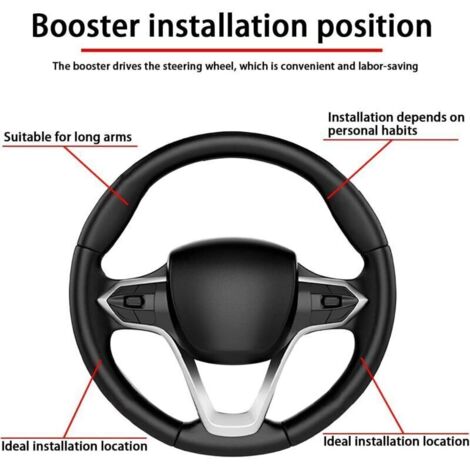 Bouton de Volant de Voiture, Universel Spinner de Volant Silicone, Bouton de Rappel de Volant Rotatif à 360°, Convient à Toutes Les Voitures, Camions, Semi-Remorques, Bateaux(Noir)
