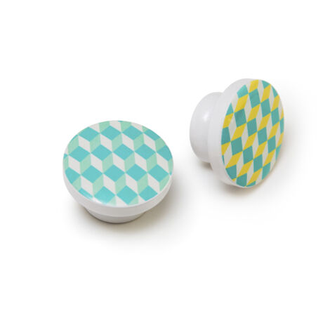 Bouton en bois avec finition bleue, dimensions: 38x38x22 mm Ø: 38 mm - talla