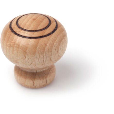 Bouton en bois avec finition en hêtre transparent., Dimensions: 30x30x32mm, Ø: 30mm - talla