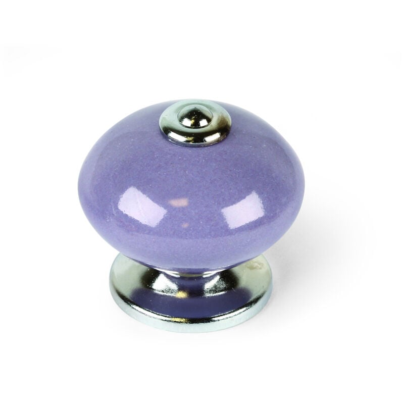Boite 10 boutons porcel mauve d 40mm base+centre chrome ref 7-e51727