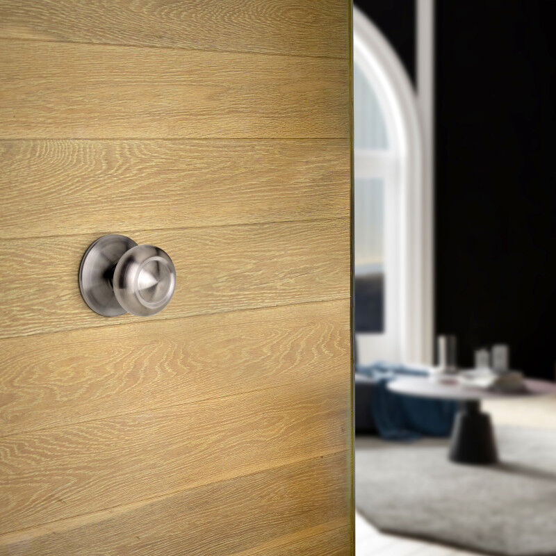 Emuca - 9172965 Bouton de porte d entrée, Modèle Fedora, Ø70mm poignée pour porte d entrée, Acier inoxydable, Nickel satiné