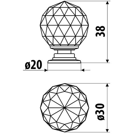 Bouton GP14, transparent, chrome brillant, diamètre 30 mm