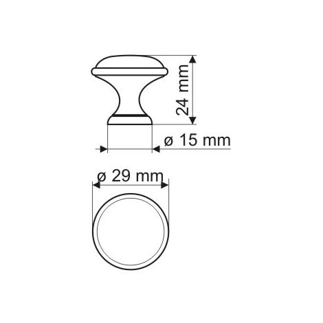 Bouton GP19, chrome brillant, porcelaine WHT-0