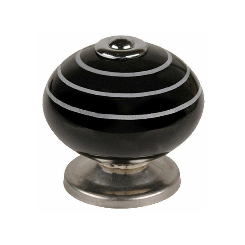 Boite 10 boutons porcel-acier d40 noir rayures blanches ref 7-e503