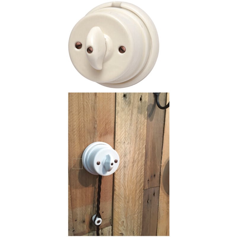 Fraschetti - bouton interrupteur porcelaine antique napoleon blanc -40416