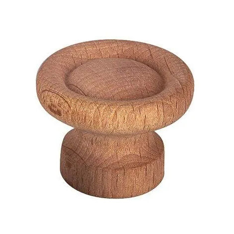 Bouton liseret avec insert, hêtre poncé, D.25mm, H.24mm, 2 pièces  avec visserie.