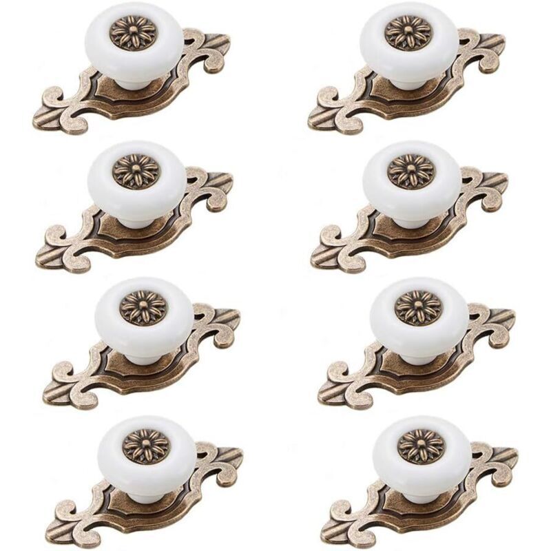 Bouton Meuble 8 Pièces Bouton Tiroir Style Vintage Bouton de Meuble Bouton Tiroir avec Vis Accessoires