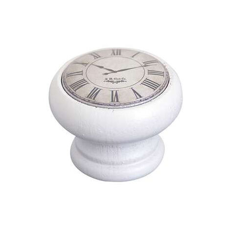Bouton Meuble Bois Blanc Clock - B BEAUTY Diamètre 40mm