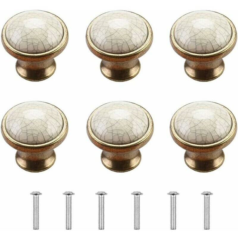 SNQ - Bouton Meuble Boutons de Porte de Placard 6 Pièces Bouton de Meuble Porcelaine Bouton de Meuble Vintage Boutons Porte Bouton de Commode Boutons