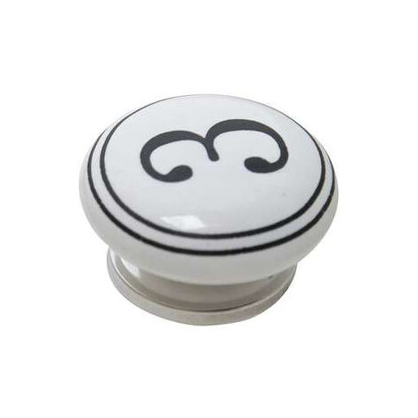 Bouton Meuble Céramique Noir Chiffre 3 - B BEAUTY