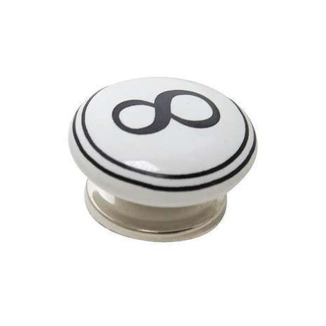 Bouton Meuble Céramique Noir Chiffre 8 - B BEAUTY
